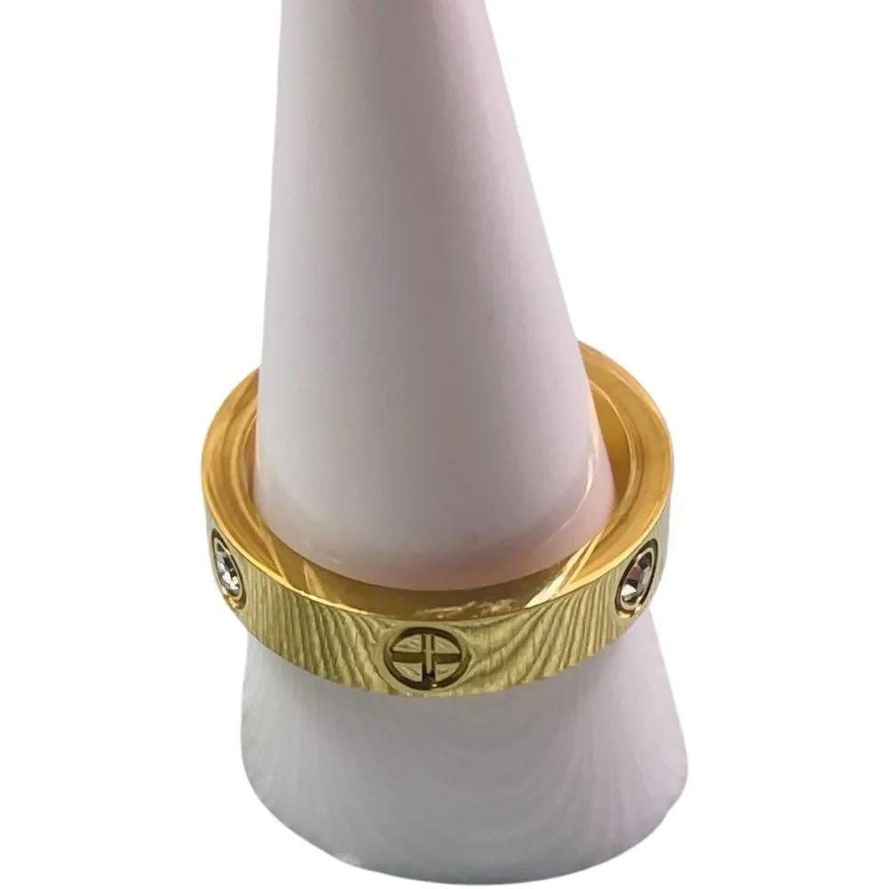 Gold Plated Designer Ring with Zircon Accents